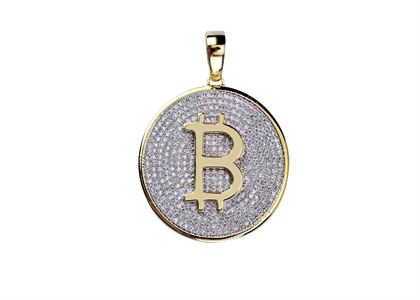 Bitcoin Shaped Micro Pave Pendant